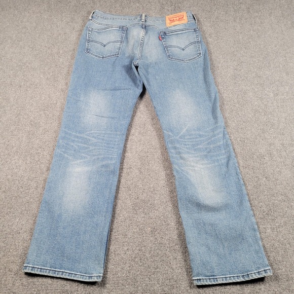 Levis 514 Jeans Mens 32x30 Light Wash Blue Straight Leg Stretch Denim Zip Fly - Picture 3 of 9